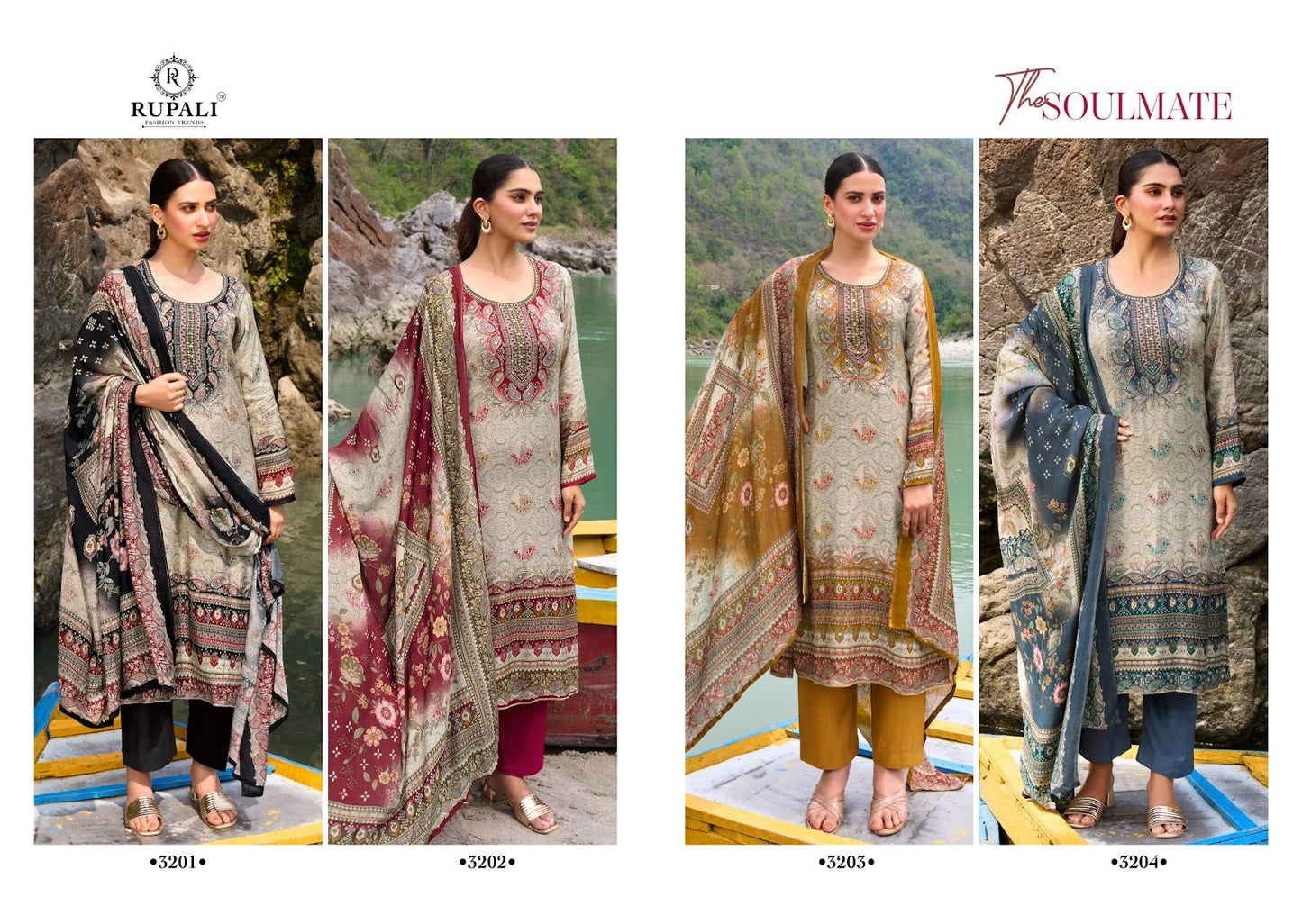 The Soulmate Rupali Viscose Muslin Pant Style Suits Supplier Gujarat