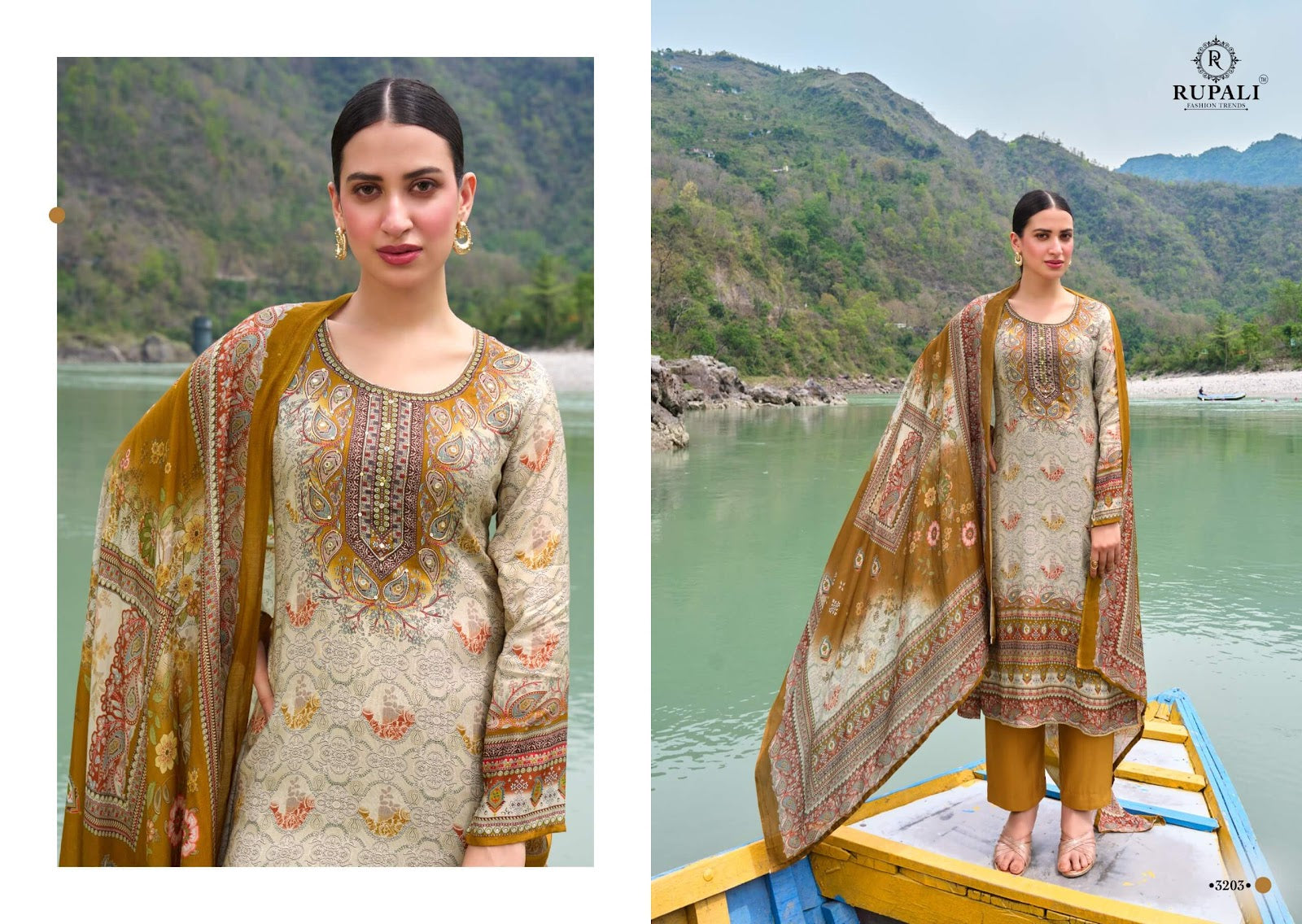 The Soulmate Rupali Viscose Muslin Pant Style Suits Supplier Gujarat