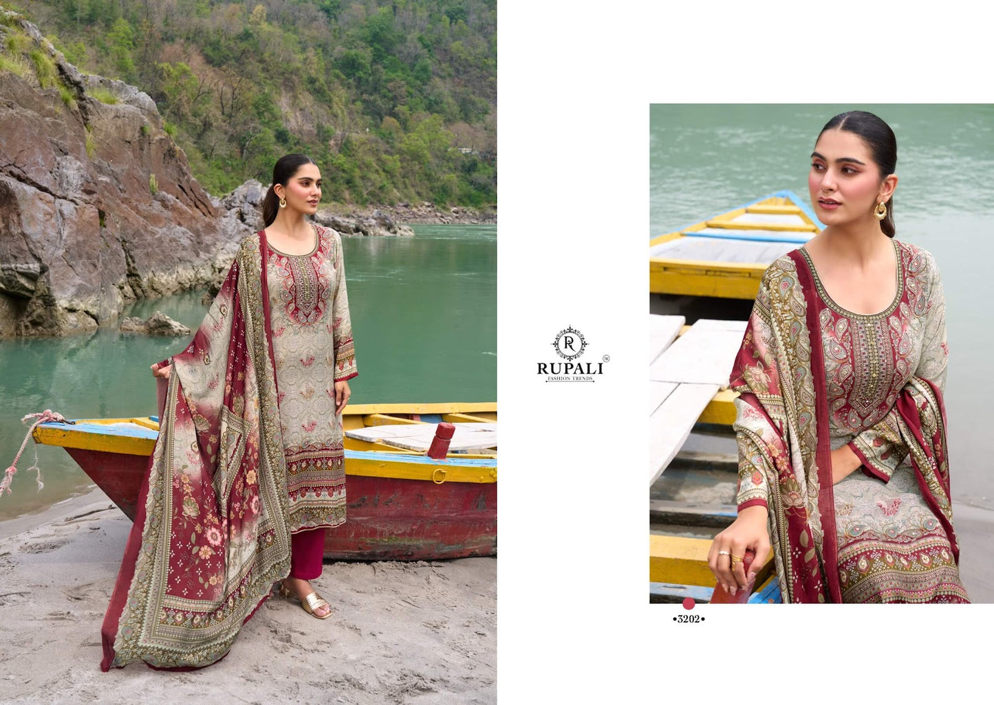 The Soulmate Rupali Viscose Muslin Pant Style Suits Supplier Gujarat