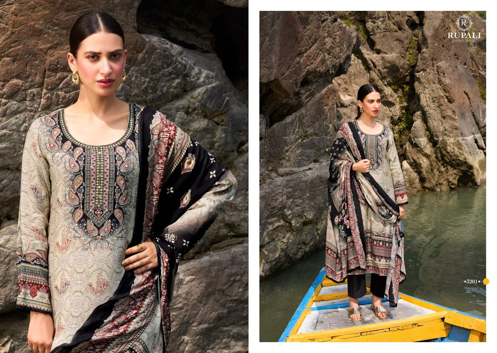 The Soulmate Rupali Viscose Muslin Pant Style Suits Supplier Gujarat