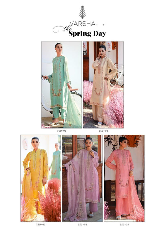 The Spring Day Varsha Fashions Viscose Organza Pant Style Suits Supplier Gujarat