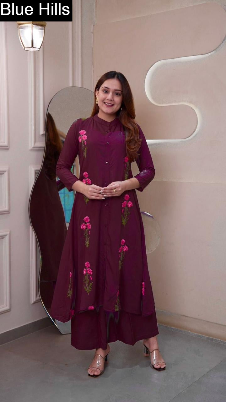 The Stylo Blue Hills Rayon 14Kg Kurti Pant Set Wholesale Price