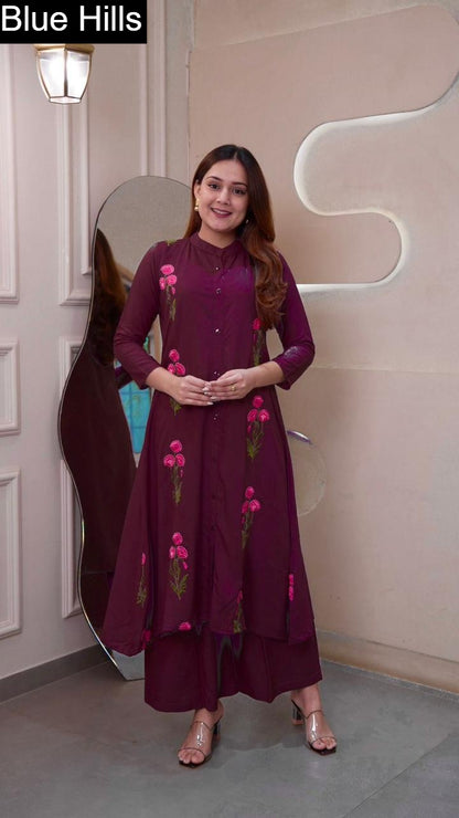 The Stylo Blue Hills Rayon 14Kg Kurti Pant Set Wholesale Price