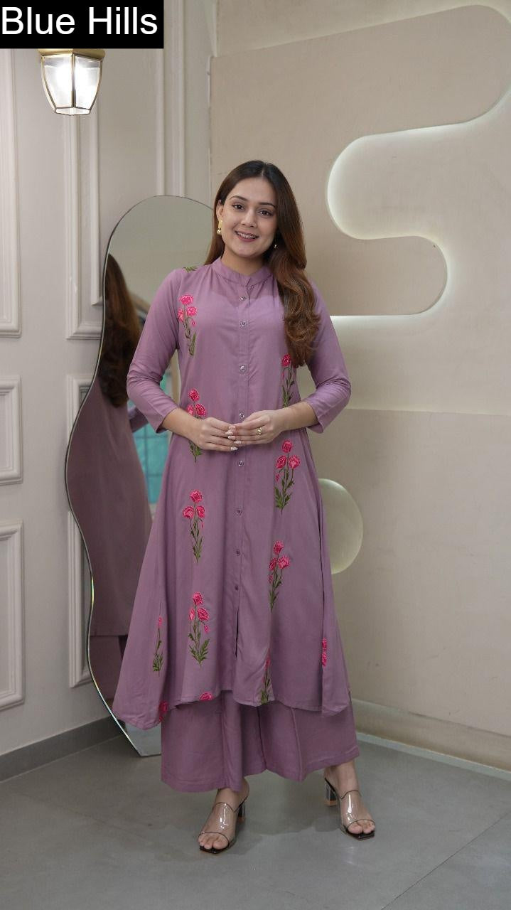 The Stylo Blue Hills Rayon 14Kg Kurti Pant Set Wholesale Price