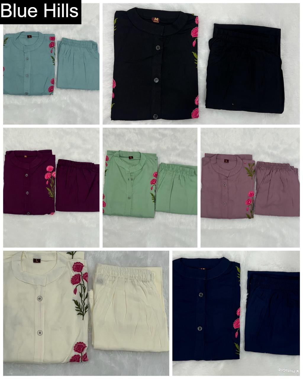 The Stylo Blue Hills Rayon 14Kg Kurti Pant Set Wholesale Price