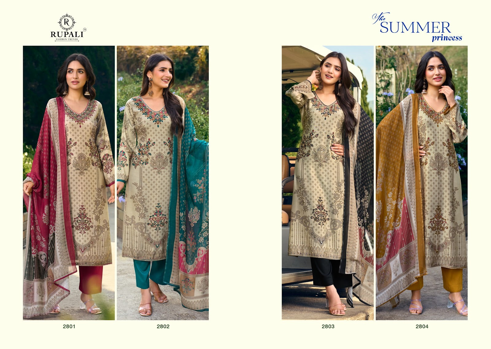 The Summer Princess Rupali Viscose Muslin Pant Style Suits Exporter
