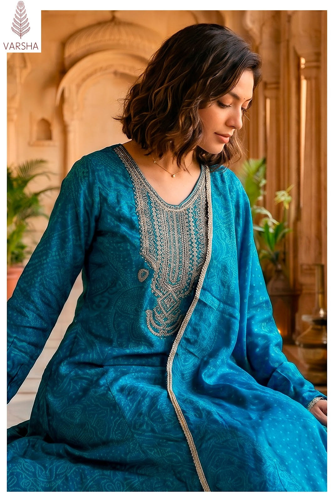 The Tie And Knot Collection Varshaa Viscose Muslin Pant Style Suits Exporter