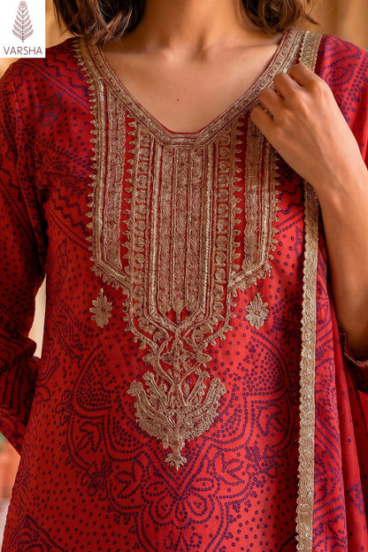 The Tie And Knot Collection Varshaa Viscose Muslin Pant Style Suits Exporter