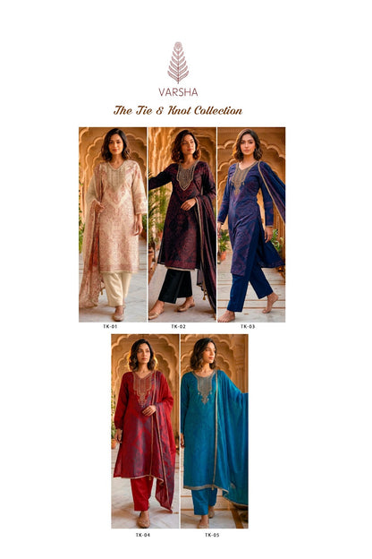 The Tie And Knot Collection Varshaa Viscose Muslin Pant Style Suits Exporter