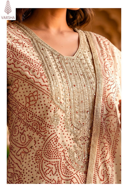 The Tie And Knot Collection Varshaa Viscose Muslin Pant Style Suits Exporter