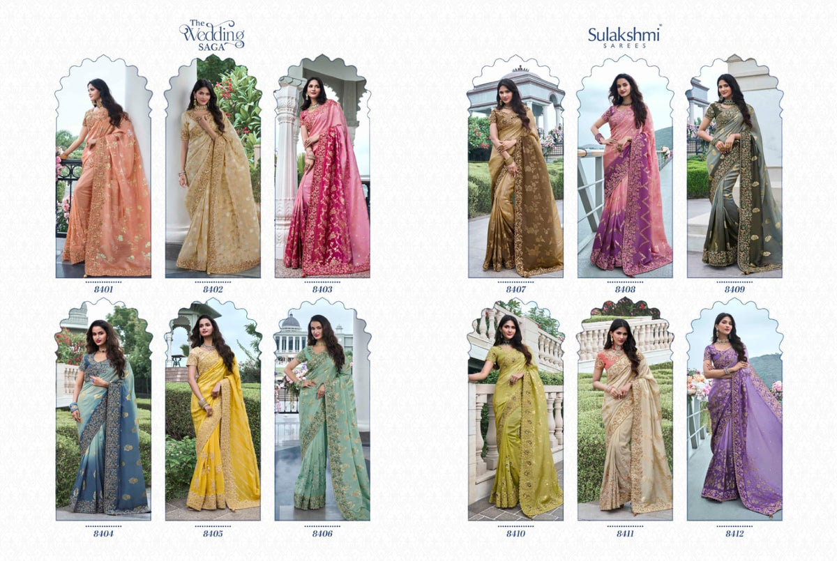 The Wedding Saga Sulakshmi Prints Tissue Silk Sarees Exporter Gujarat
