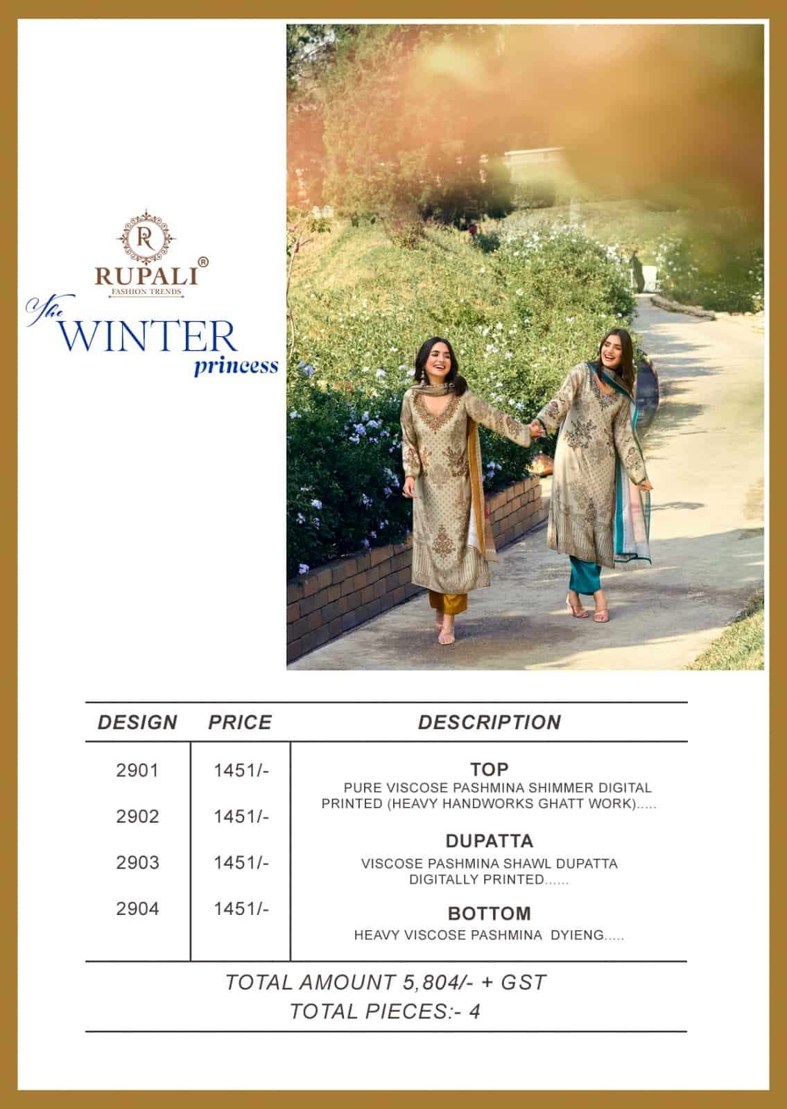 The Winter Princess Rupali Viscose Pashmina Suits Supplier India