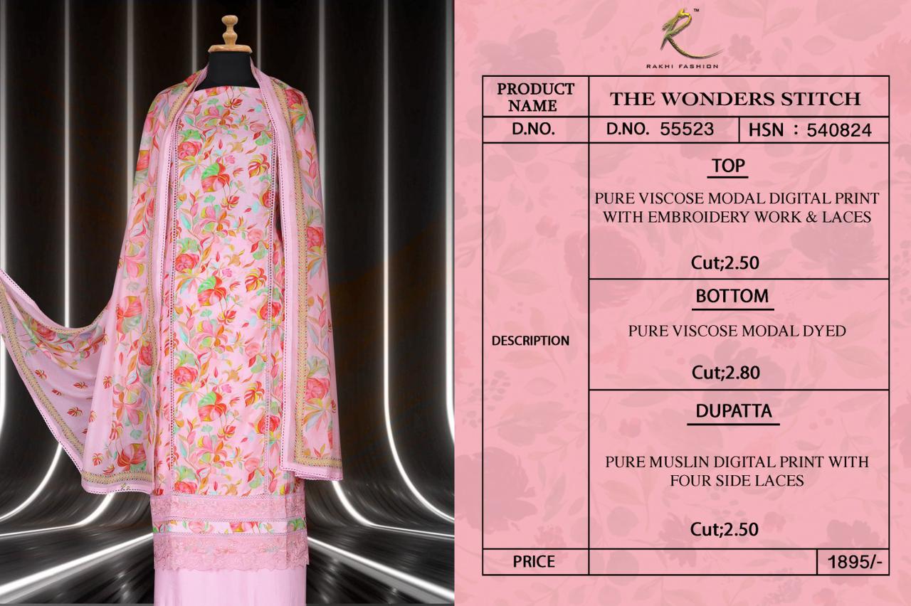 The Wonders Stitch 55523 Rakhi Fashion Pure Viscose Salwar Suits Wholesale