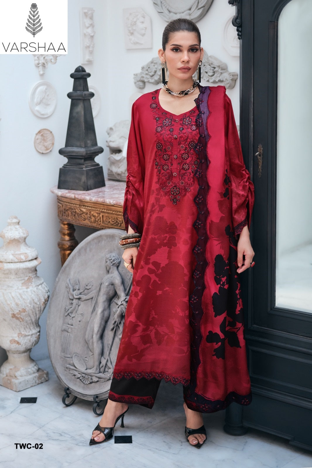 The Wow Collection Varshaa Viscose Muslin Pant Style Suits Wholesaler