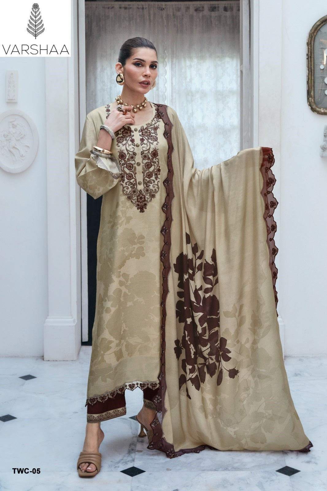 The Wow Collection Varshaa Viscose Muslin Pant Style Suits Wholesaler