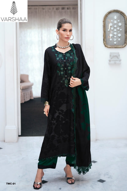 The Wow Collection Varshaa Viscose Muslin Pant Style Suits Wholesaler