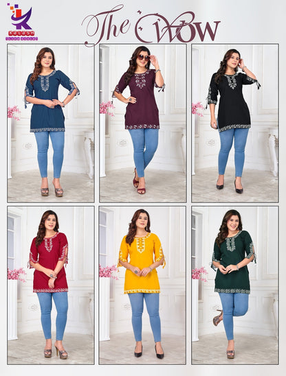 The Wow Mlm Kalash Lifestyle Rayon 22Kg Short Kurtis Wholesale Rate