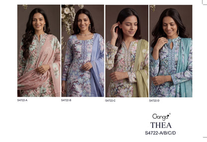 Thea 4722 Ganga Cotton Pant Style Suits Wholesale Rate