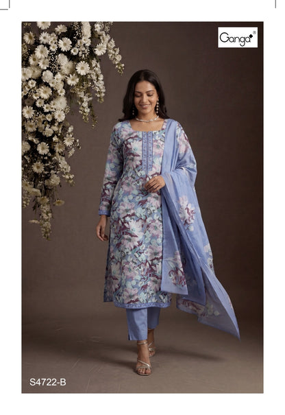 Thea 4722 Ganga Cotton Pant Style Suits Wholesale Rate