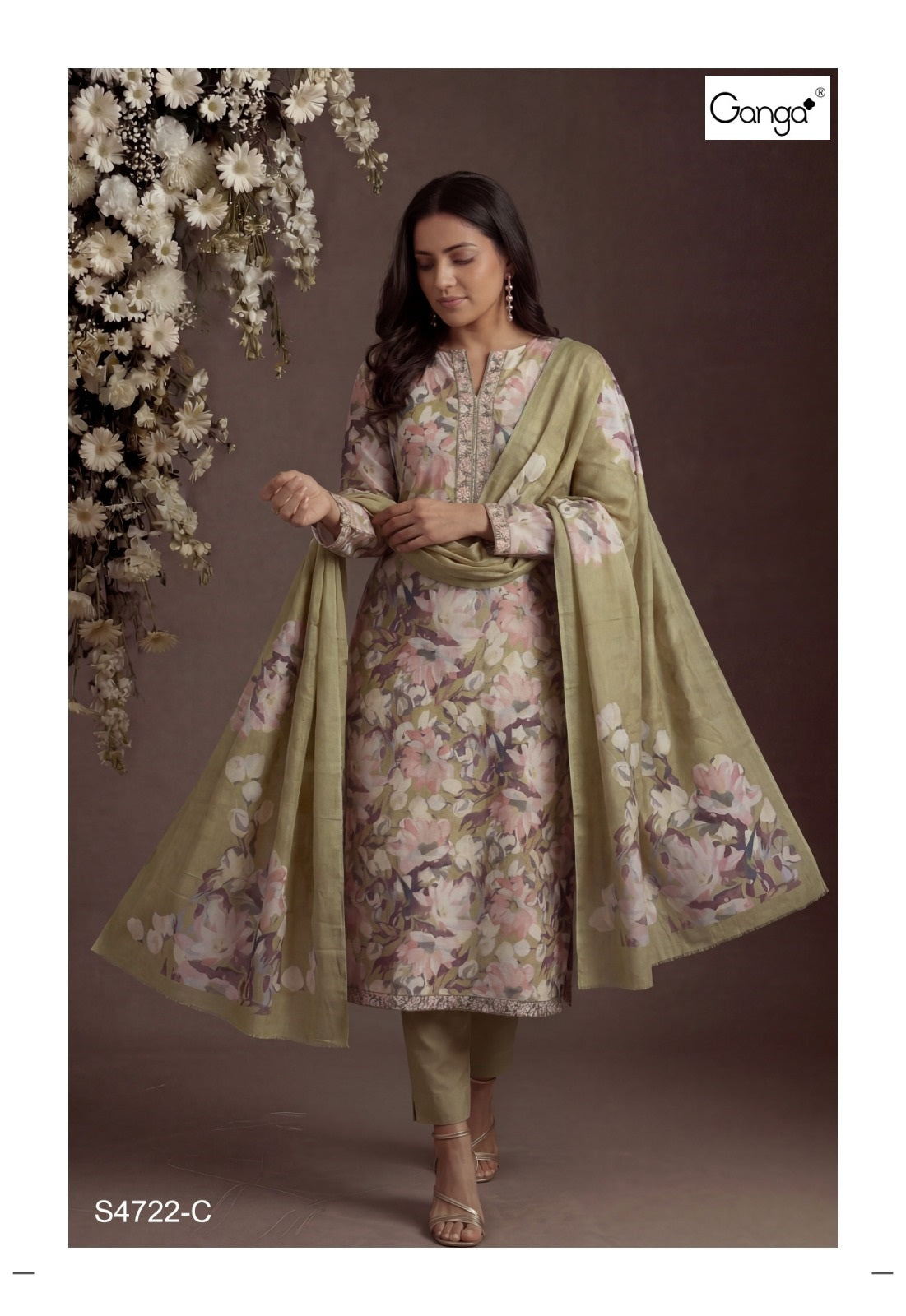 Thea 4722 Ganga Cotton Pant Style Suits Wholesale Rate