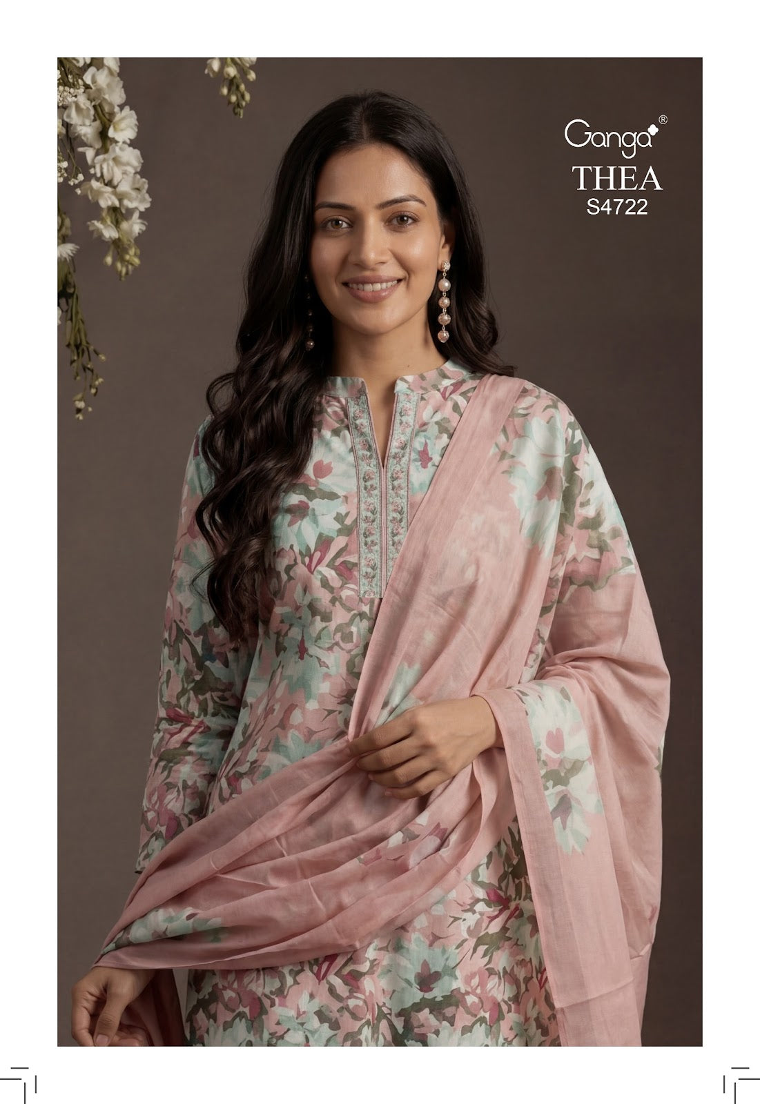 Thea 4722 Ganga Cotton Pant Style Suits Wholesale Rate