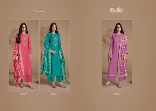 Theresaa 9051 Omtex Silk Pant Style Suits Exporter India