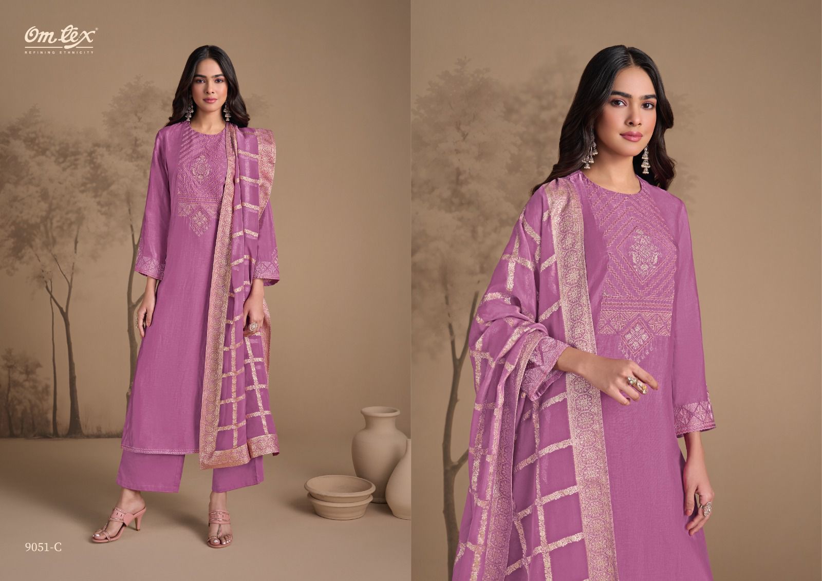 Theresaa 9051 Omtex Silk Pant Style Suits Exporter India