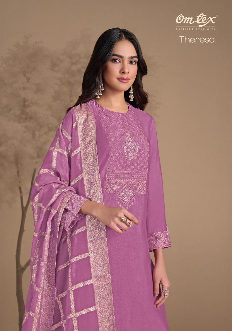 Theresaa 9051 Omtex Silk Pant Style Suits Exporter India