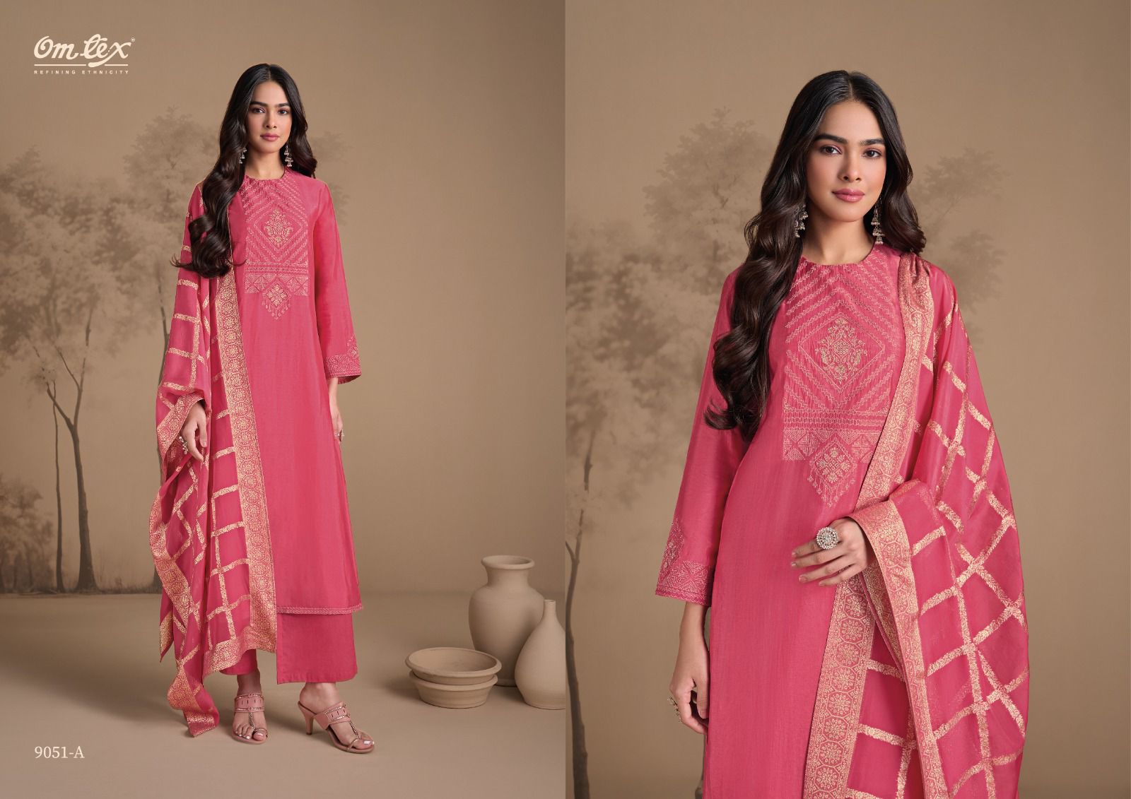Theresaa 9051 Omtex Silk Pant Style Suits Exporter India