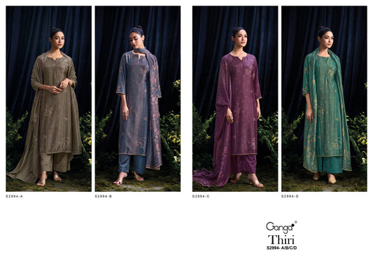 Thiri S2994 Ganga Bemberg Silk Plazzo Style Suits Exporter India