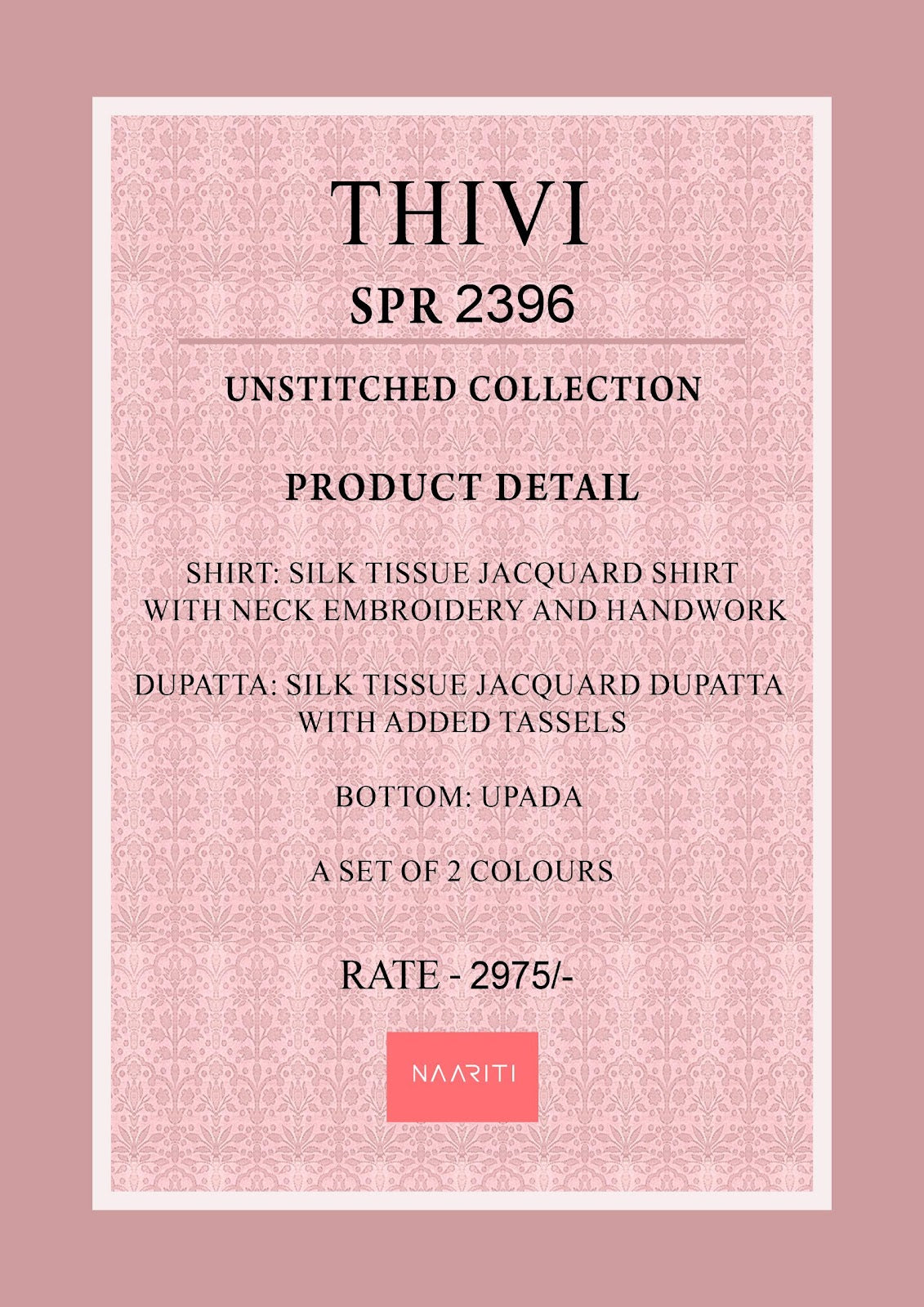 Thivi Naariti Tissue Silk Pant Style Suits Wholesale Rate
