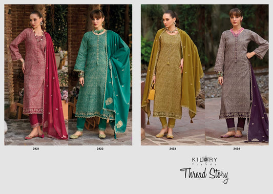 Thread Story Kilory Lawn Cotton Pant Style Suits Wholesaler Gujarat