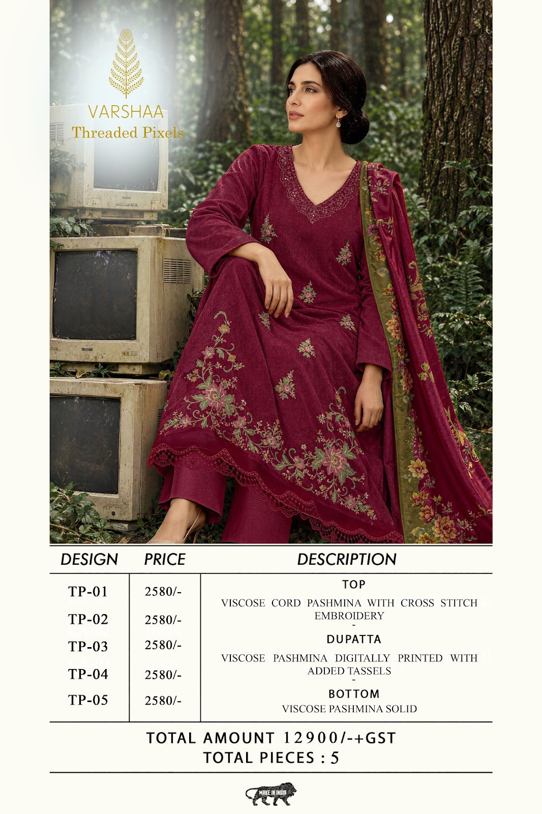 Threaded Pixels Varshaa Viscose Pashmina Suits Wholesale Rate