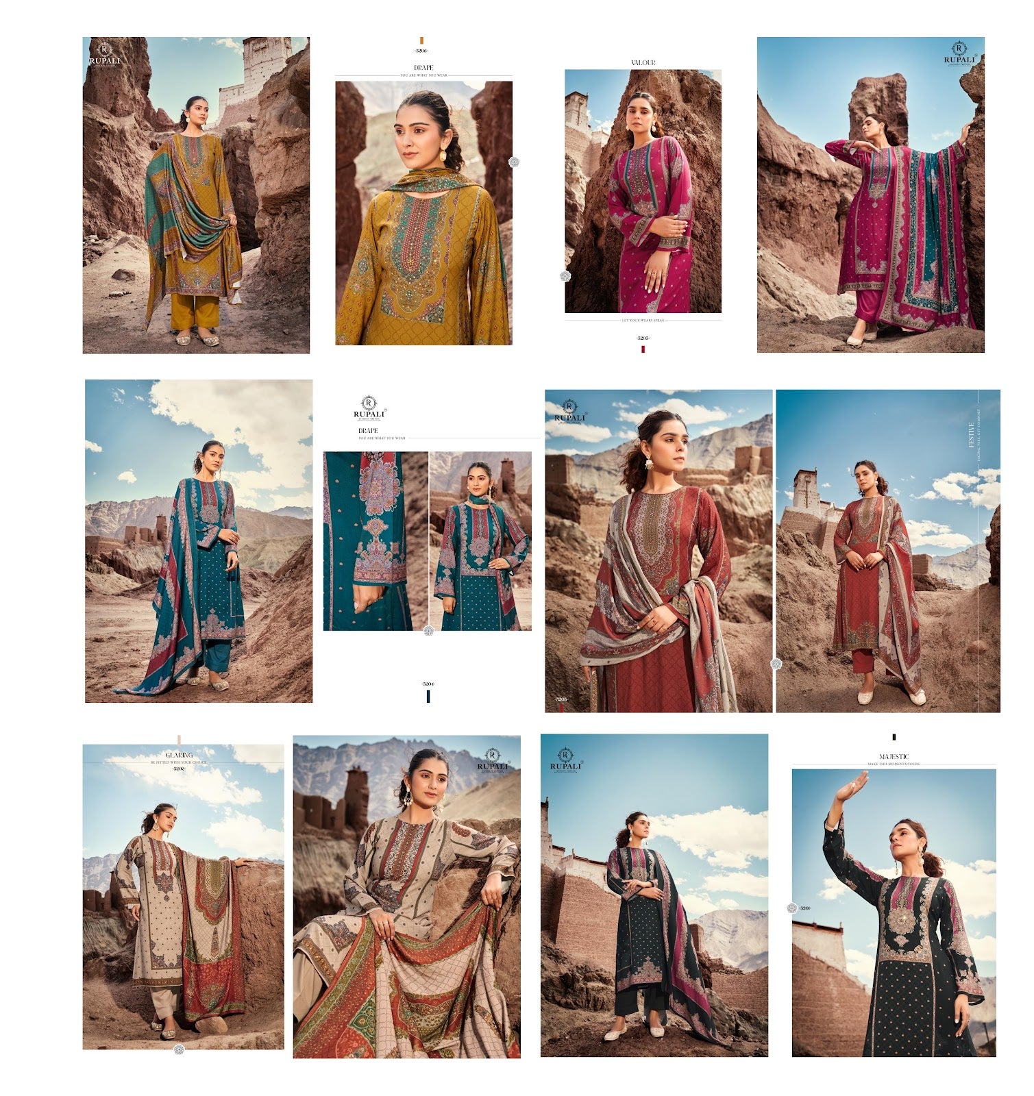 Threads Love Rupali Pure Viscose Pashmina Suits Wholesaler