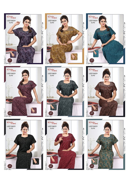 Three Buttons Ruchee Fashion Night Gowns Exporter Gujarat