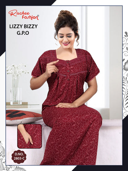 Three Buttons Ruchee Fashion Night Gowns Exporter Gujarat