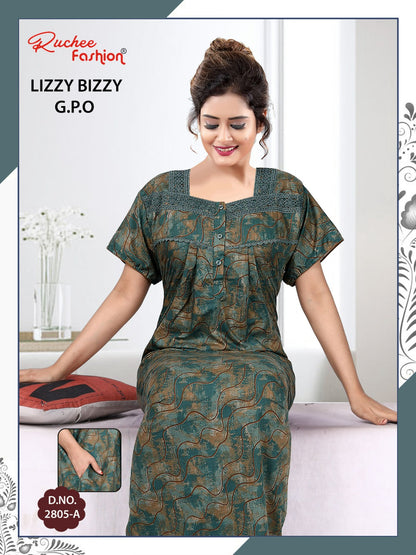 Three Buttons Ruchee Fashion Night Gowns Exporter Gujarat