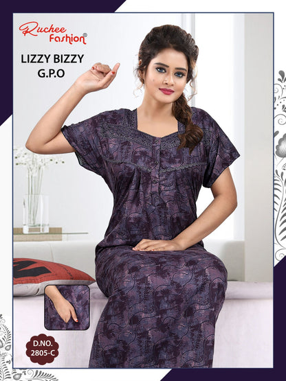 Three Buttons Ruchee Fashion Night Gowns Exporter Gujarat