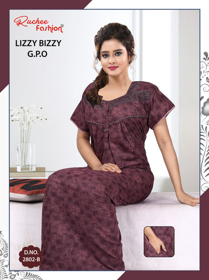 Three Buttons Ruchee Fashion Night Gowns Exporter Gujarat