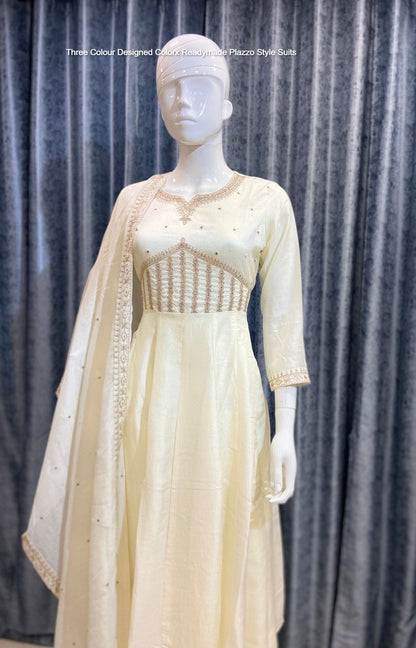 Three Colour Designed Colorx Vichitra Readymade Plazzo Style Suits Wholesale Rate