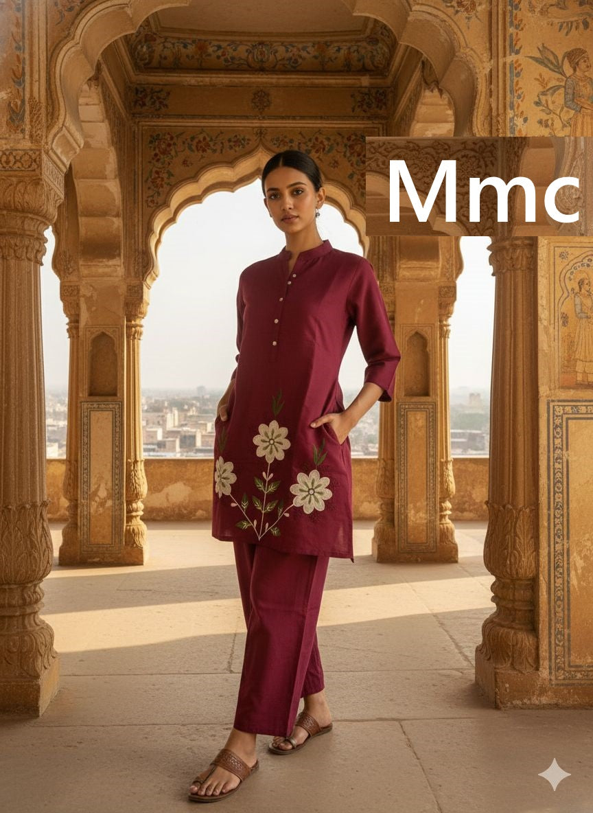 Three Flower Mmc Vatican Co Ord Set Wholesaler India