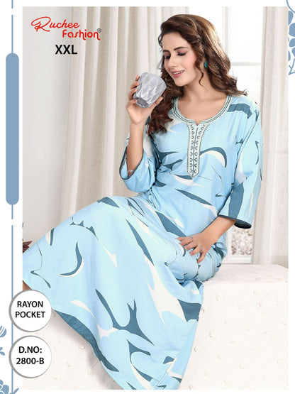 तीन चौथाई आस्तीन रेयान रुची फैशन नाइट गाउन निर्यातक गुजरात