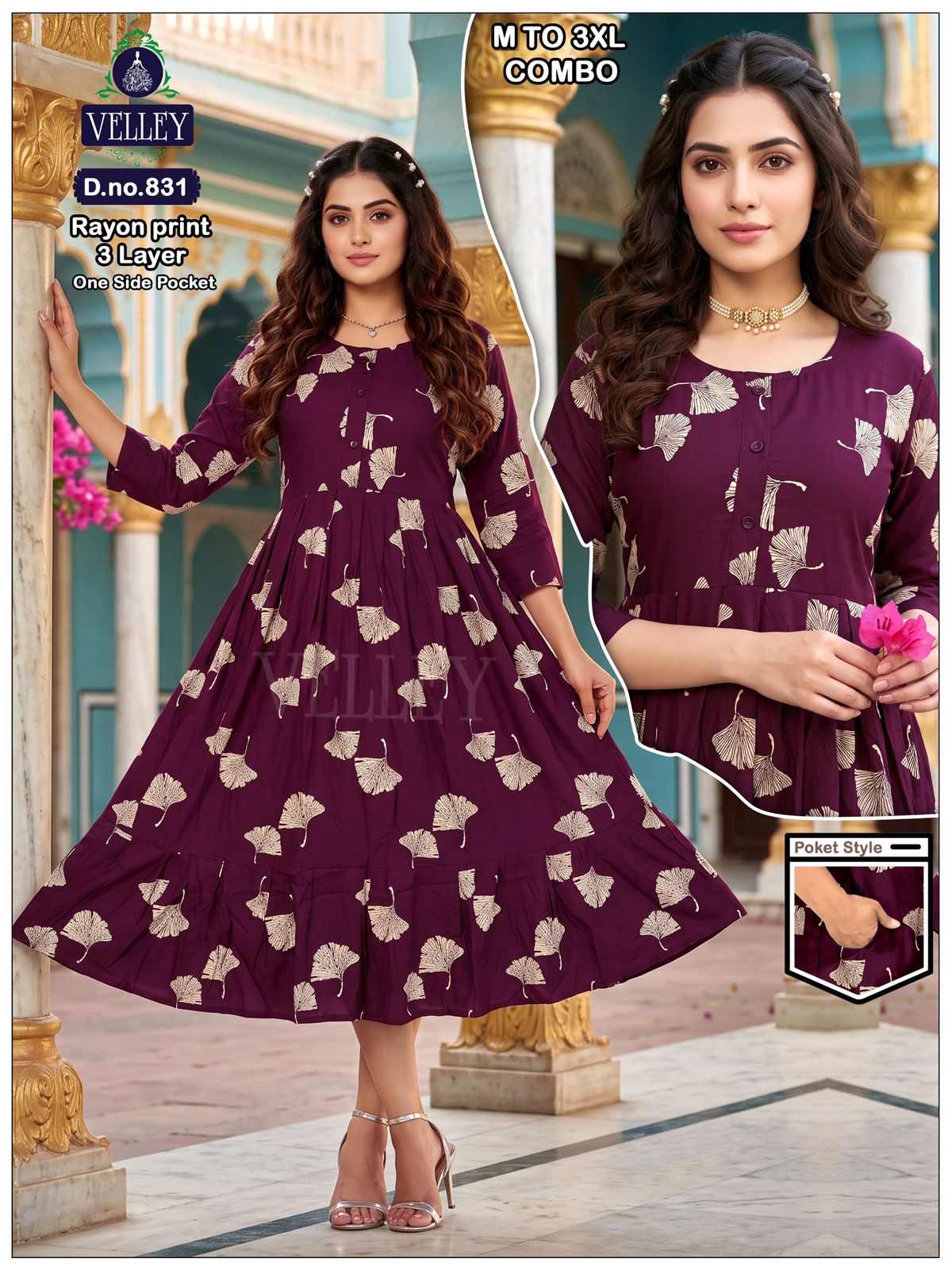 Three Layer 0409 Velley Rayon Anarkali Kurtis Wholesale Price