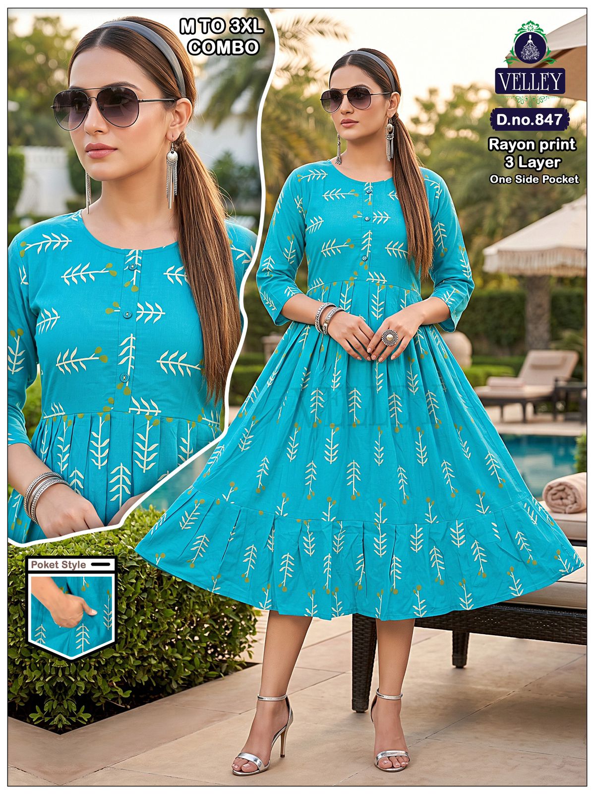 Three Layer 0409 Velley Rayon Anarkali Kurtis Wholesale Price