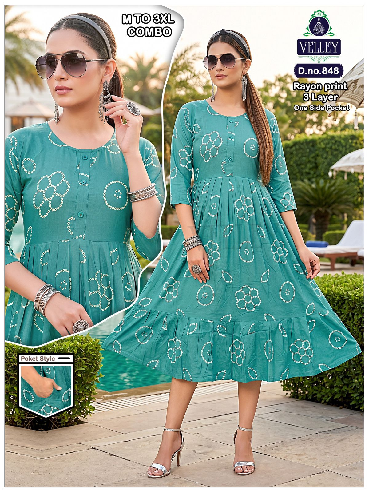 Three Layer 0409 Velley Rayon Anarkali Kurtis Wholesale Price