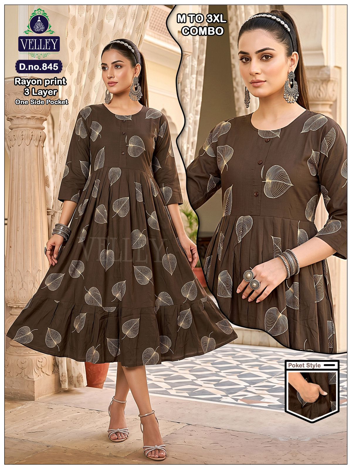 Three Layer 0409 Velley Rayon Anarkali Kurtis Wholesale Price