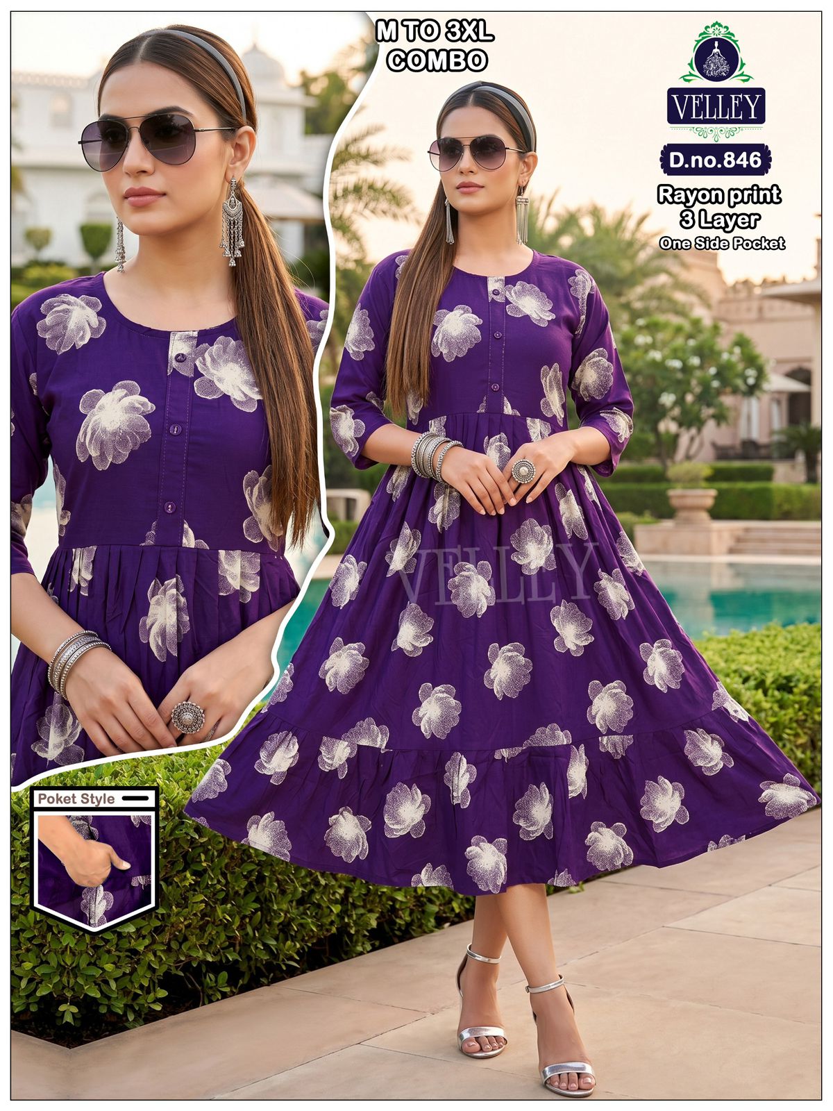 Three Layer 0409 Velley Rayon Anarkali Kurtis Wholesale Price