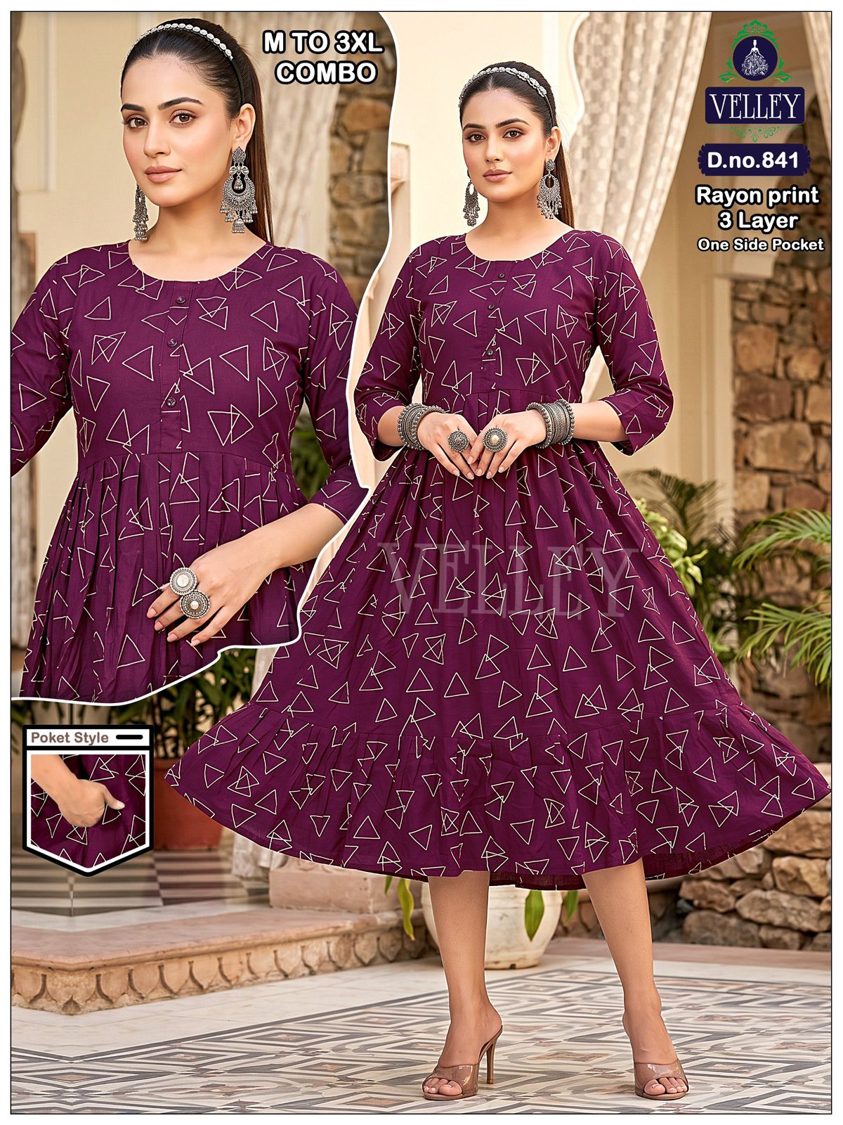 Three Layer 0409 Velley Rayon Anarkali Kurtis Wholesale Price