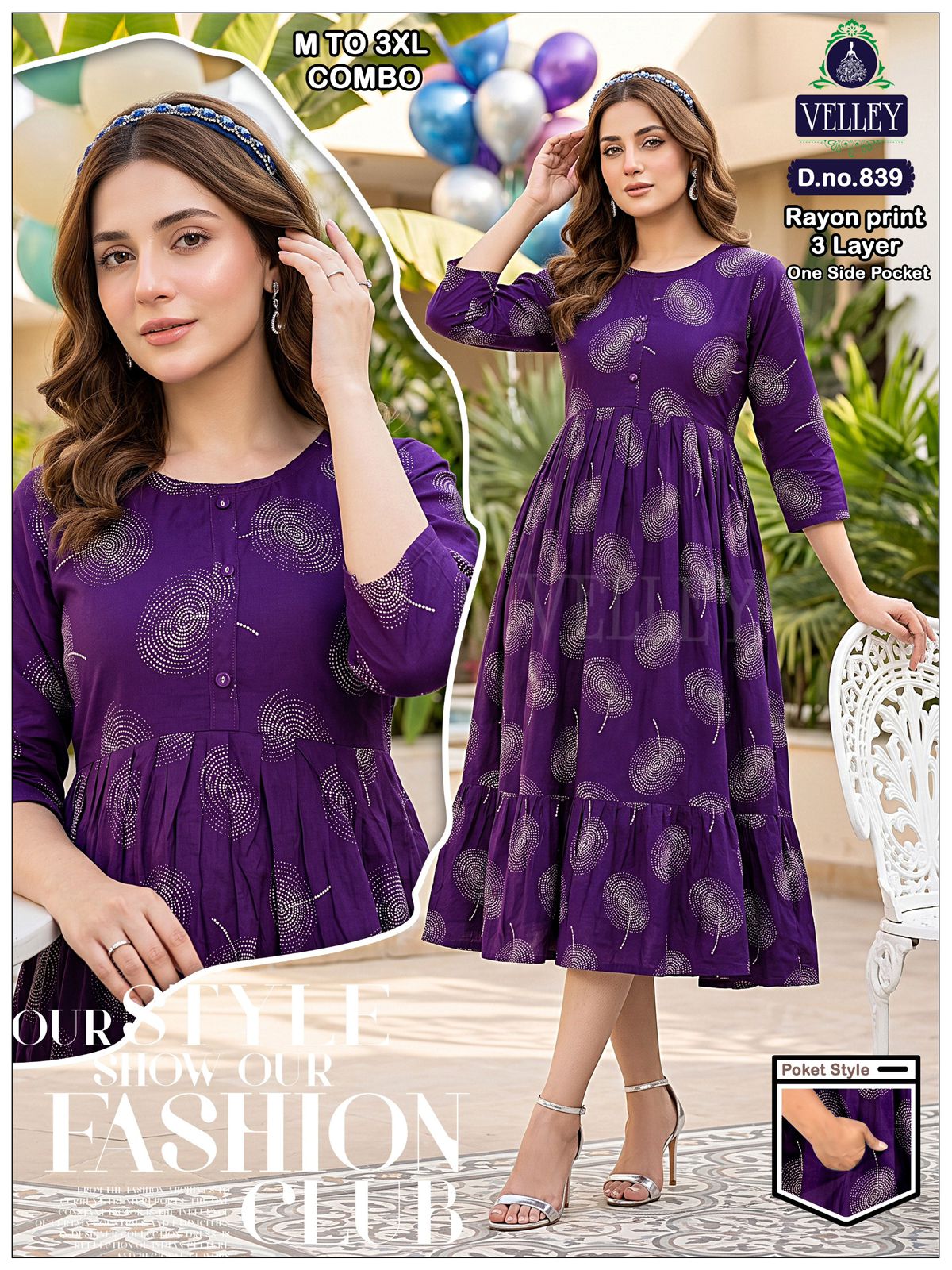 Three Layer 0409 Velley Rayon Anarkali Kurtis Wholesale Price