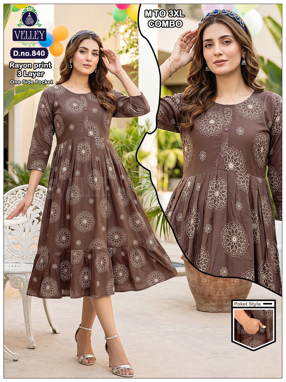 Three Layer 0409 Velley Rayon Anarkali Kurtis Wholesale Price